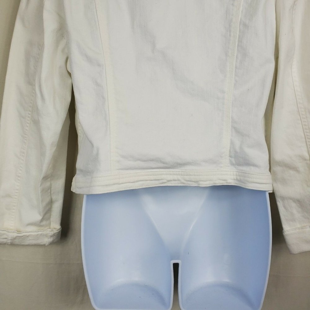 Liz Claiborne Womens Pure White Denim Stretch Long Sleeved Jacket Size XL - Picture 8 of 12